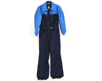 Vintage Sears Insulated Ski Snow Suit Jumpsuit Blue Large Size 44R
