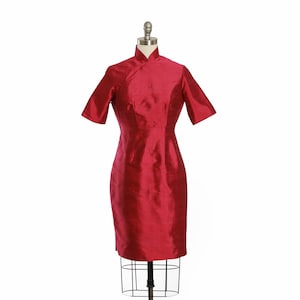 qipao roze zijden jurk | Vintage roze cheongsam-jurk uit de jaren 60