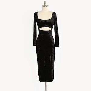 Cutout velvet dress | Vintage 90s black velvet cutout maxi dress