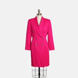 Hot pink suit dress Vintage 90s pink tuxedo wool suit dress image 1