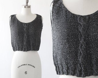 Crochet Knit tank top | Vintage 90s cable knit crop top