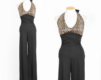 Vintage 80er 90er Overall, Overall mit Leopardenmuster