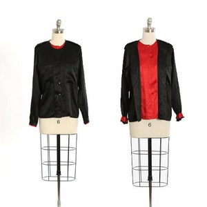 Vintage 90s SpitAlnick & Co black + red silk blouse