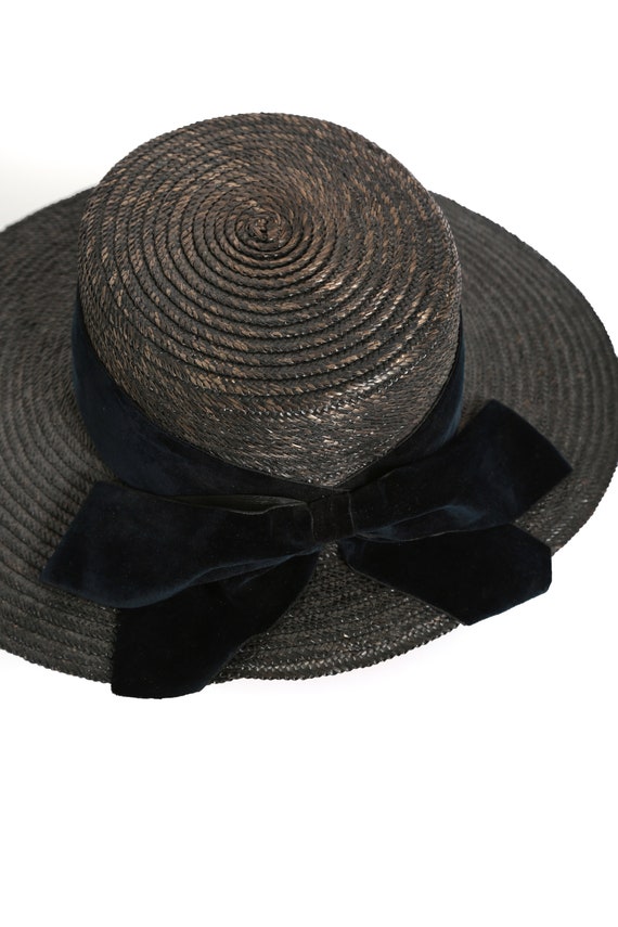 40s straw hat | Vintage 1940s large brim black st… - image 5