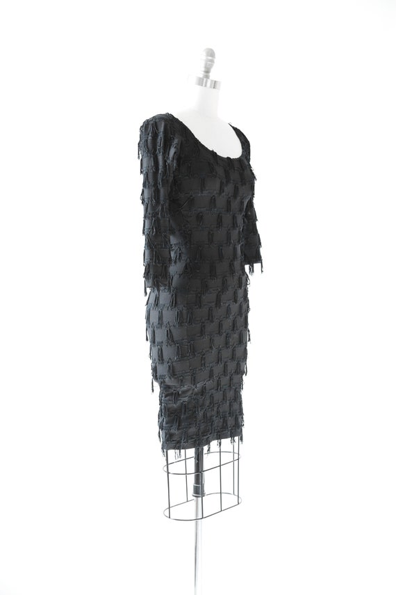 Modet fringe dress | Vintage 80s black fringe bod… - image 4