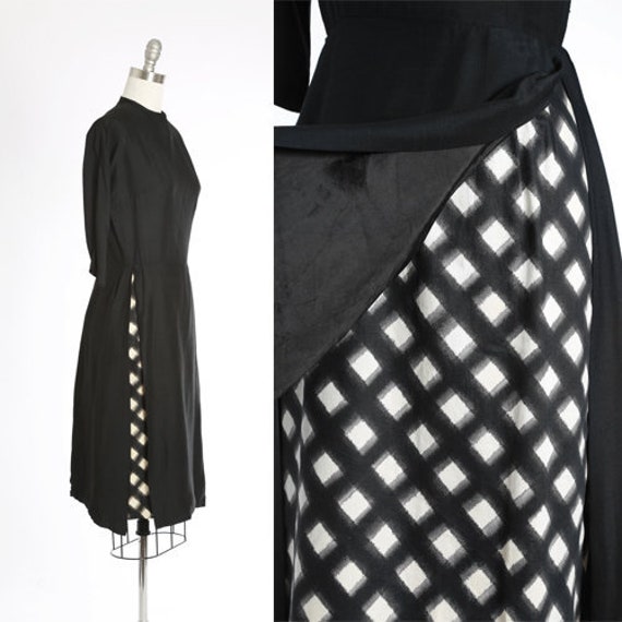 Checkerboard dress | Vintage 40s black polished c