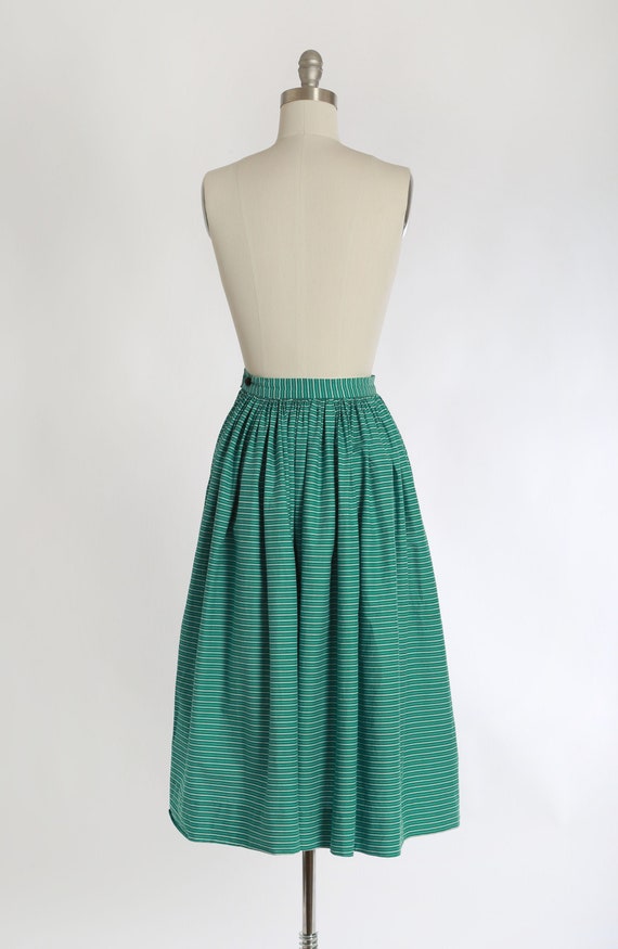 50s green striped cotton skirt