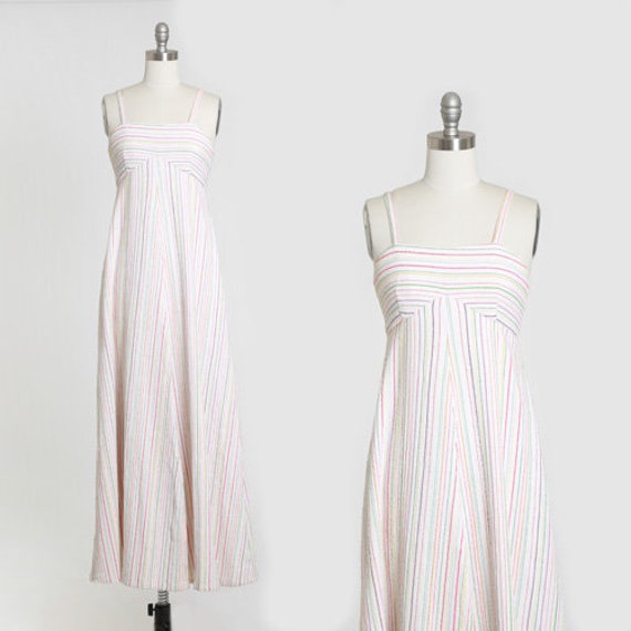 Chevron rainbow Dress | Vintage 70s woven striped