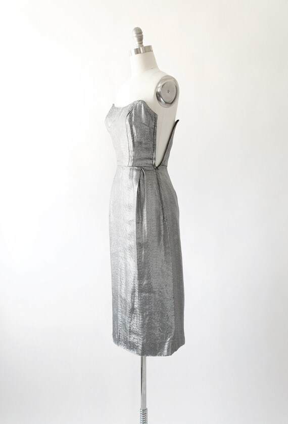 50s silver Lame bombshell dress | Vintage 1950s m… - image 5