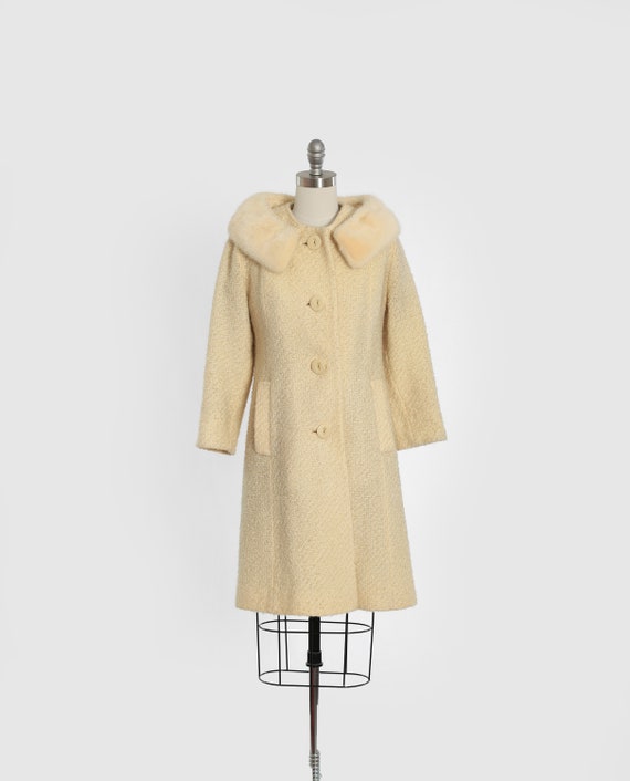 Vintage 50s 60s Ivory Tweed Wool Mink Fur Coat - Etsy Canada