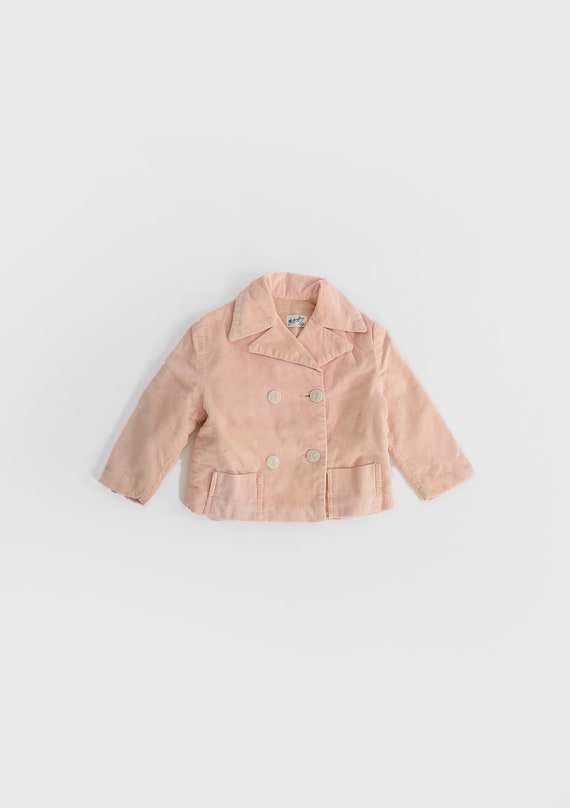 Vintage 50s Kids pink corduroy coat - image 1