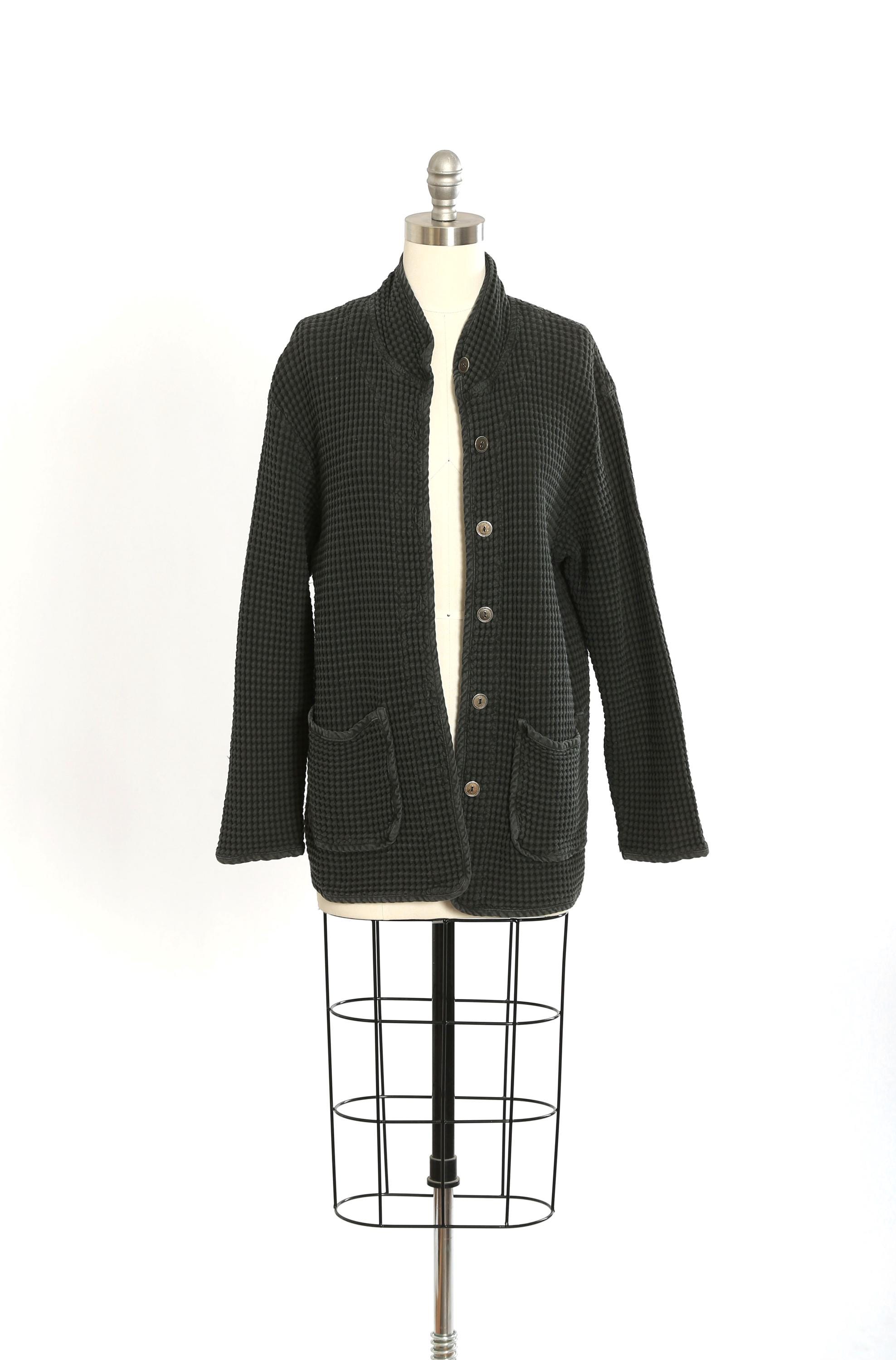 Wundervoll Schwarz Puffärmel Vintage Damen Strickjacke