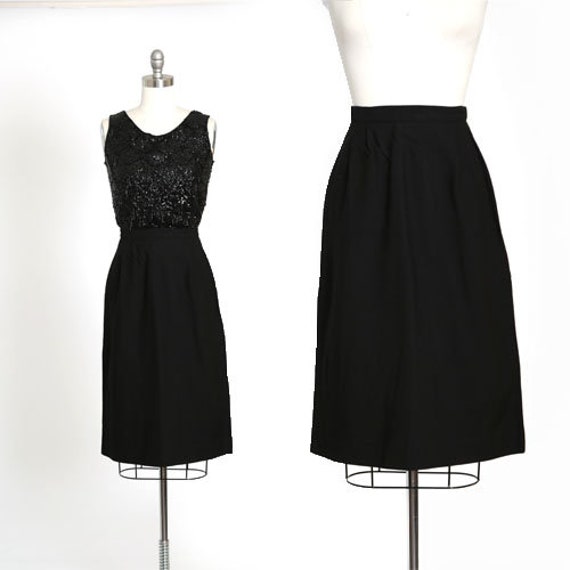 1980s black wool skirt Gem