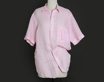 Vintage 90s Saks fits Avenue pink linen blouse