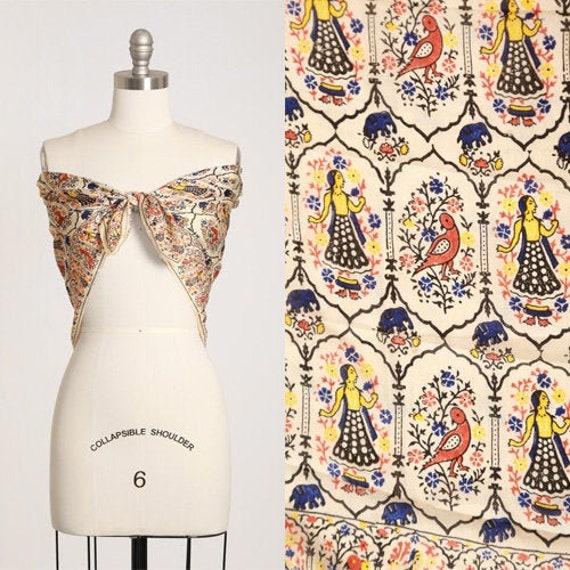 vintage 40s ethnic Indian silk scarf