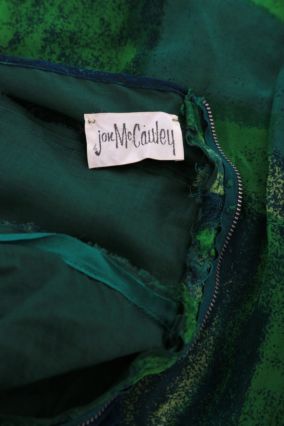 Vintage 50s green silk halter dress | 1950s Jon M… - image 2