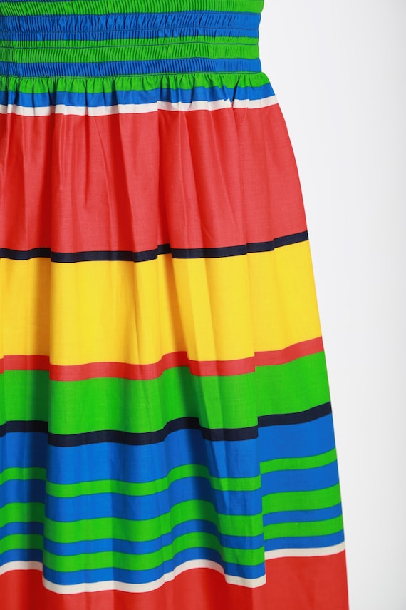 Vintage 80s rainbow striped cotton dress - image 2