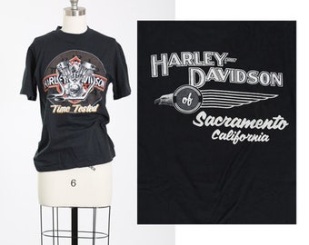 Vintage Harley-davidson Rolling Thunder Black T Shirt Tee 80s