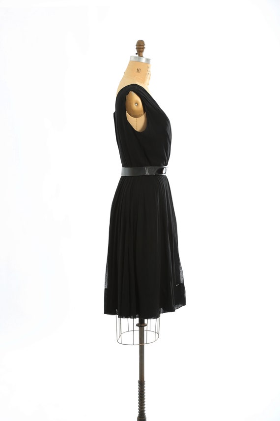 Vintage 50s black silk chiffon dress - image 3
