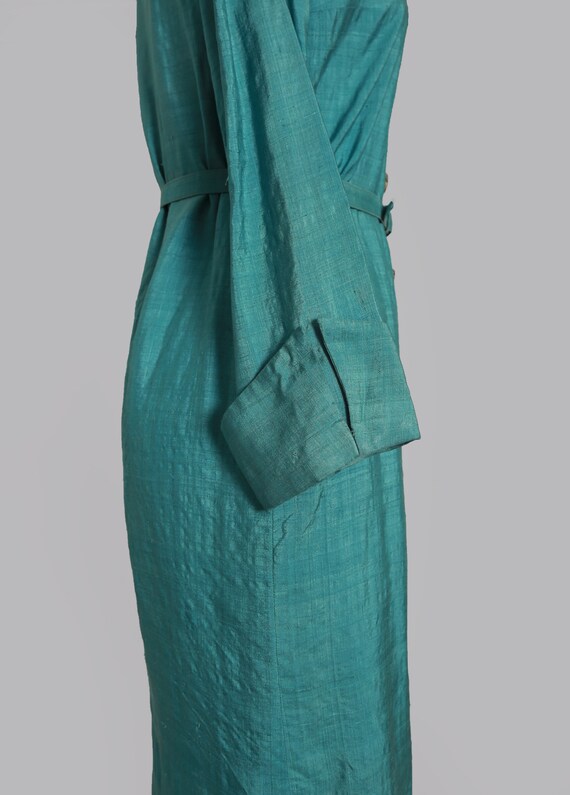 50s silk dress | Vintage 1950s B H Wragge blue si… - image 6