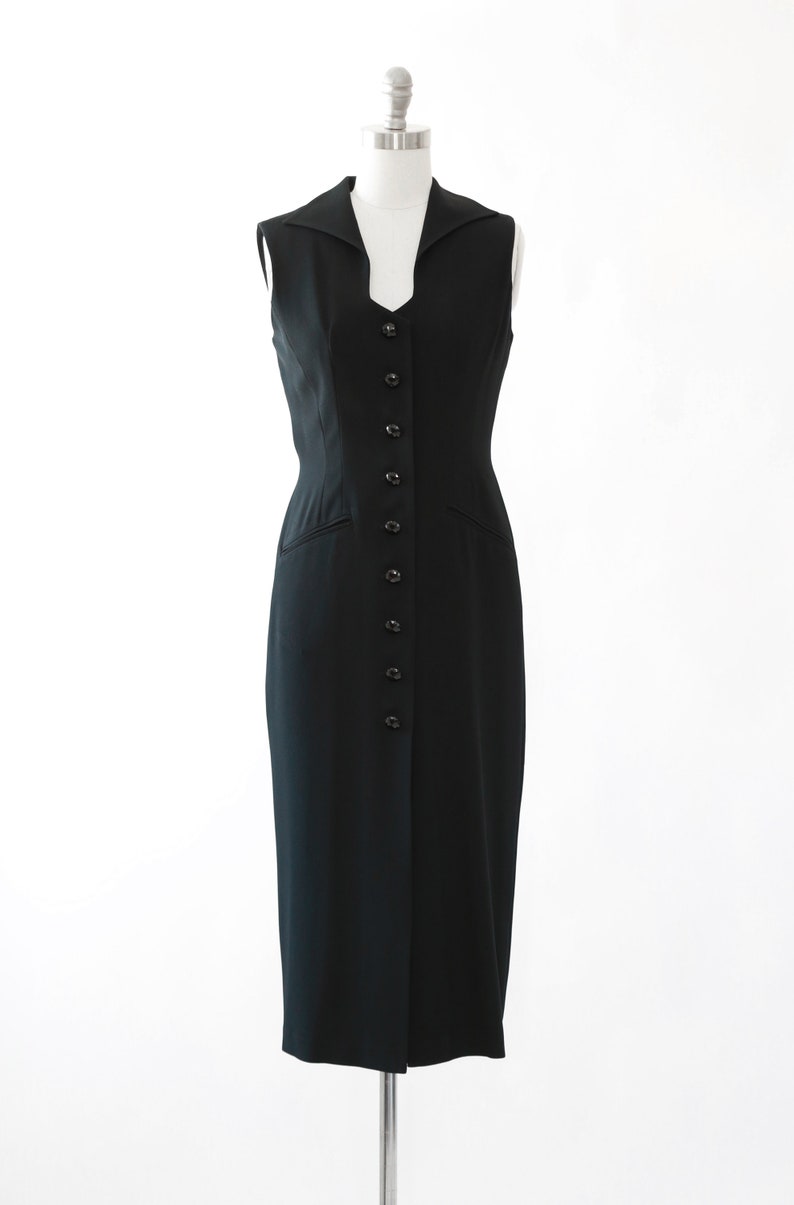 Vintage 90s Ann Tjian for KENAR black TUX Tuxedo dress Tuxedo dress