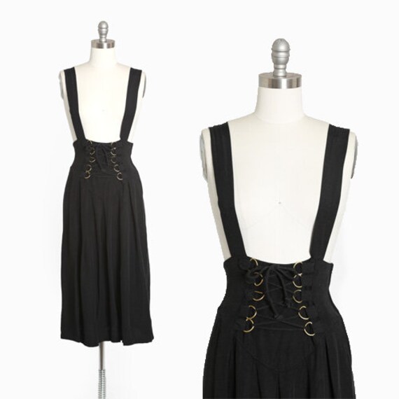 Suspender dress | Vintage 90s black lace up suspen