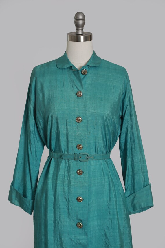 50s silk dress | Vintage 1950s B H Wragge blue si… - image 4