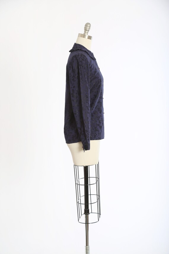 French leopard print blouse | Vintage 90s blue le… - image 5