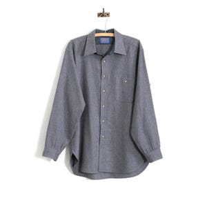 50s Pendleton | Vintage 1950s gray Pendleton Wool leather patch elbows Shirt