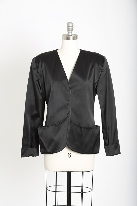 Vintage 90s Bisang Neiman Marcus black silk Blazer - image 2