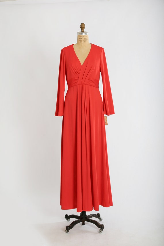 70s Red maxi dress | Vintage 1970s deadstock red … - image 2