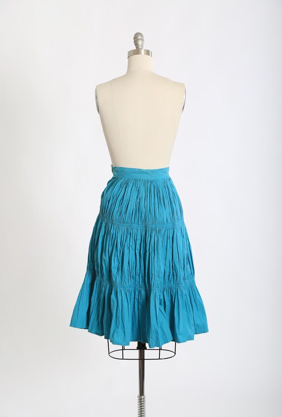Vintage 50s blue cotton skirt - image 5