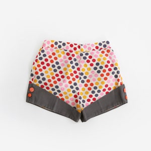 Pantaloncini vintage in cotone a pois arcobaleno anni &#39;40