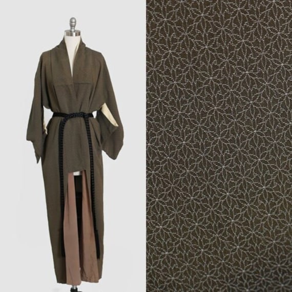 Antique vintage 50s Japanese Chirimen silk KIMONO - image 1