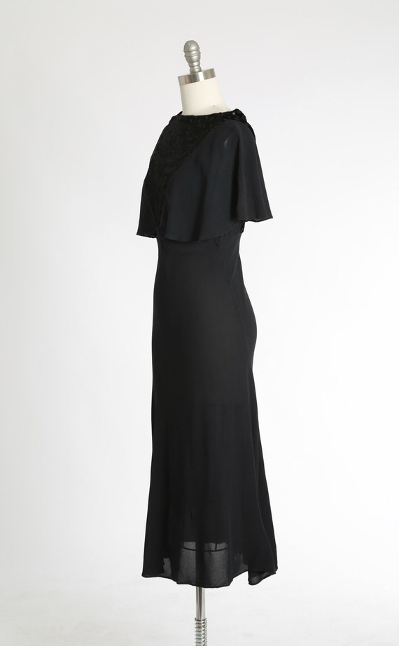 30s silk velvet dress | Vintage 30s black silk bu… - image 5
