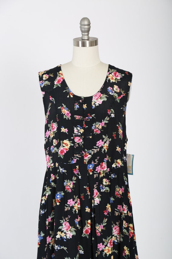 Vintage 90s dark floral rayon dress | 1990s deads… - image 3