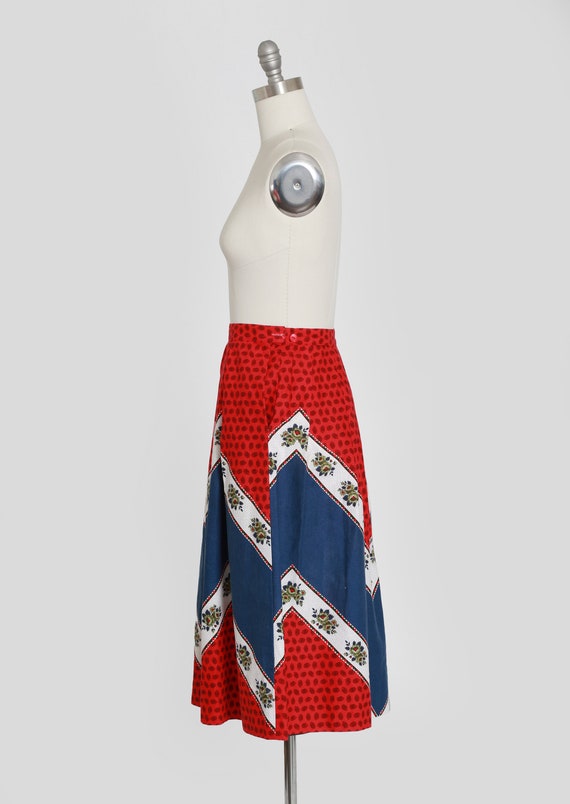 Lanz floral skirt | Vintage 50s 60s red, white an… - image 7