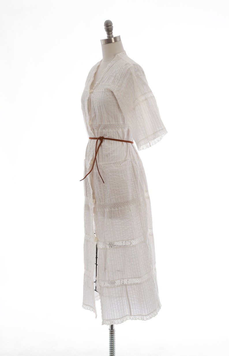 Vintage 70s Mexican white cotton crochet Dress image 7