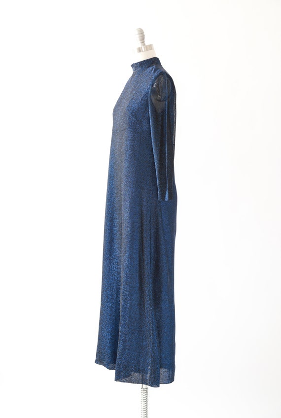70s blue lurex maxi dress - image 6