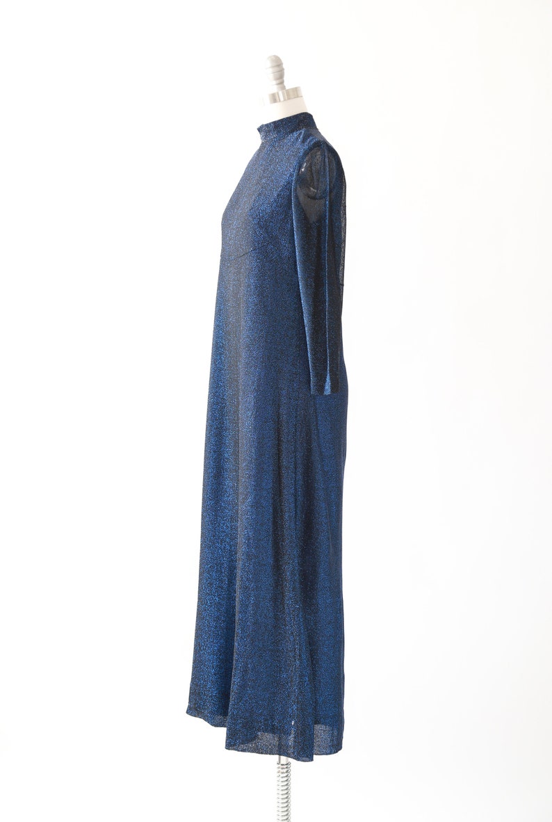 70s blue lurex maxi dress image 6