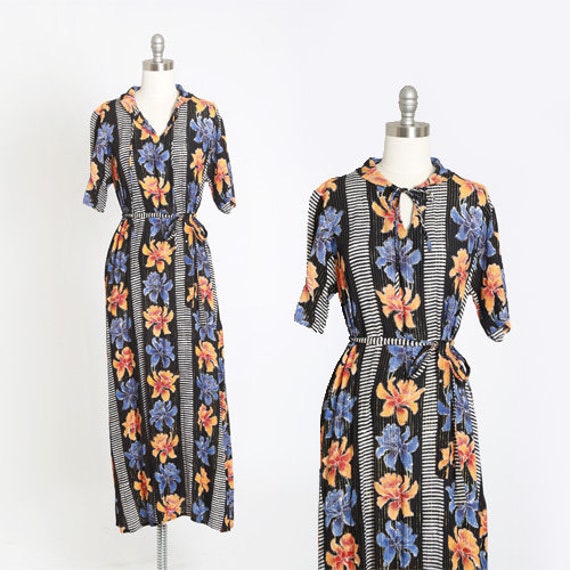 Tropical sunset gauze dress | Vintage 70s tropical