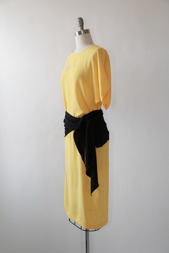 Vintage 90s 40s yellow rayon crepe dress - image 6