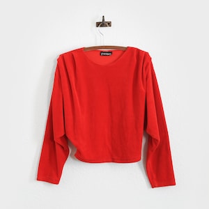 Vintage rode badstof top uit de jaren 80