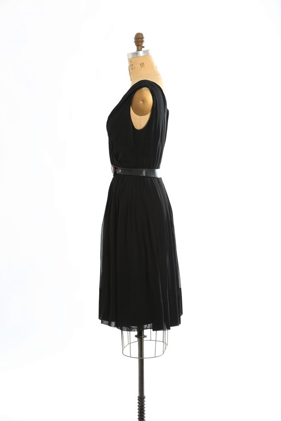 Vintage 50s black silk chiffon dress - image 4