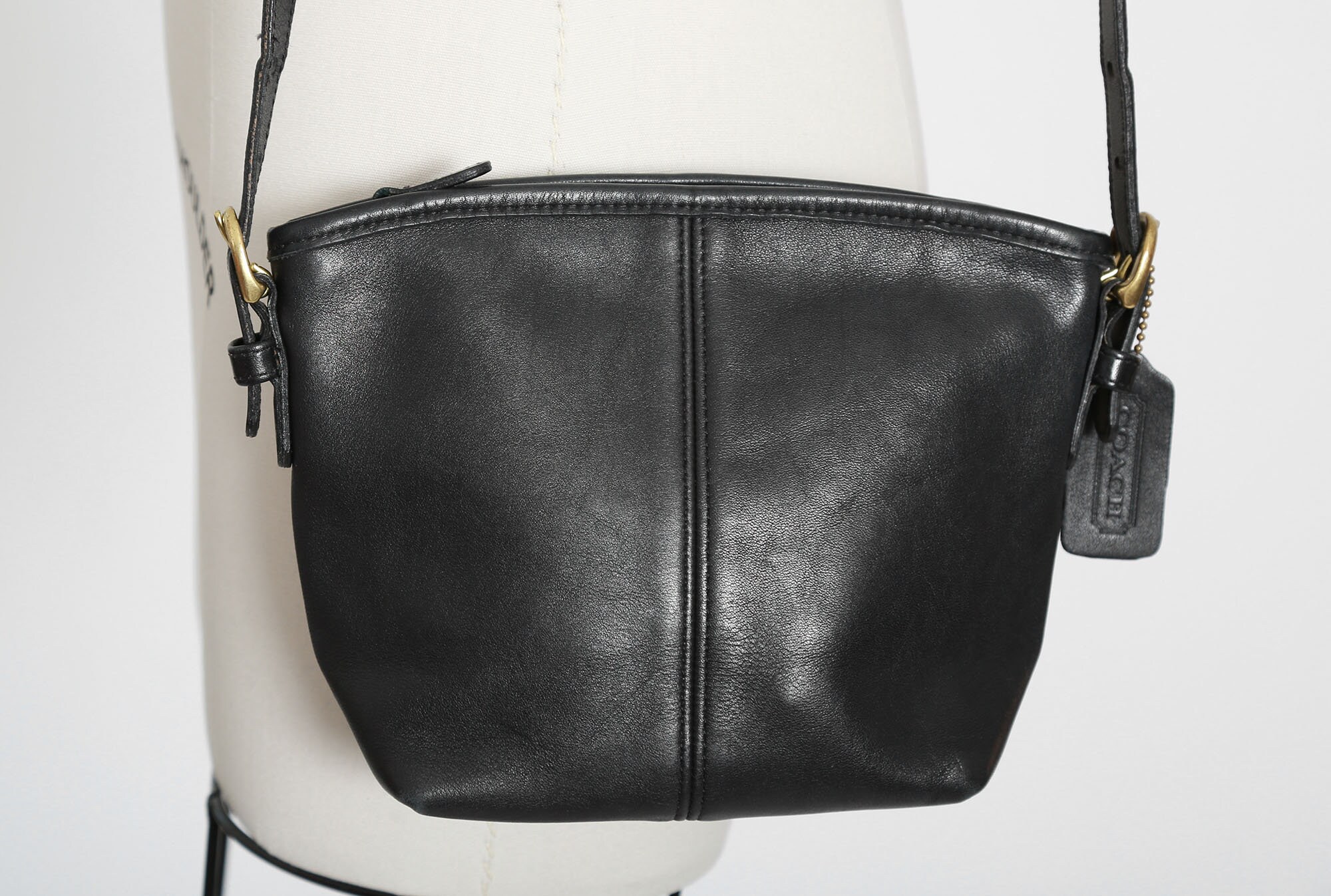 Vintage COACH Black leather crossbody purse Etsy