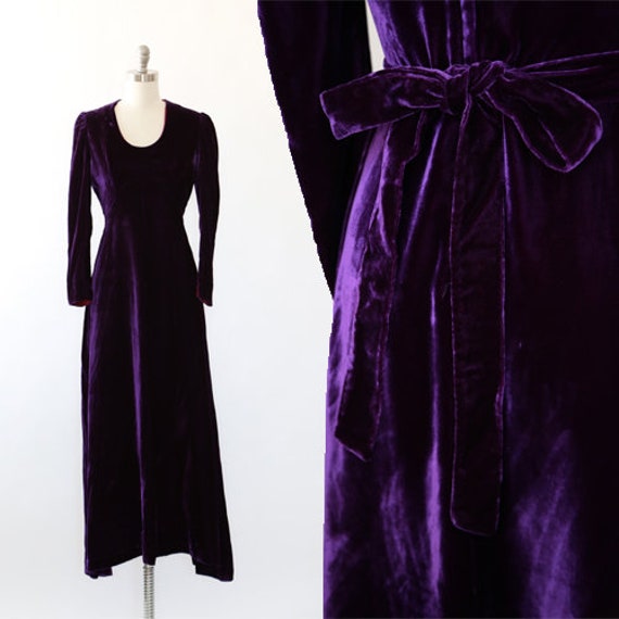 Mauve velvet maxi dress | Vintage 70s purple Velve