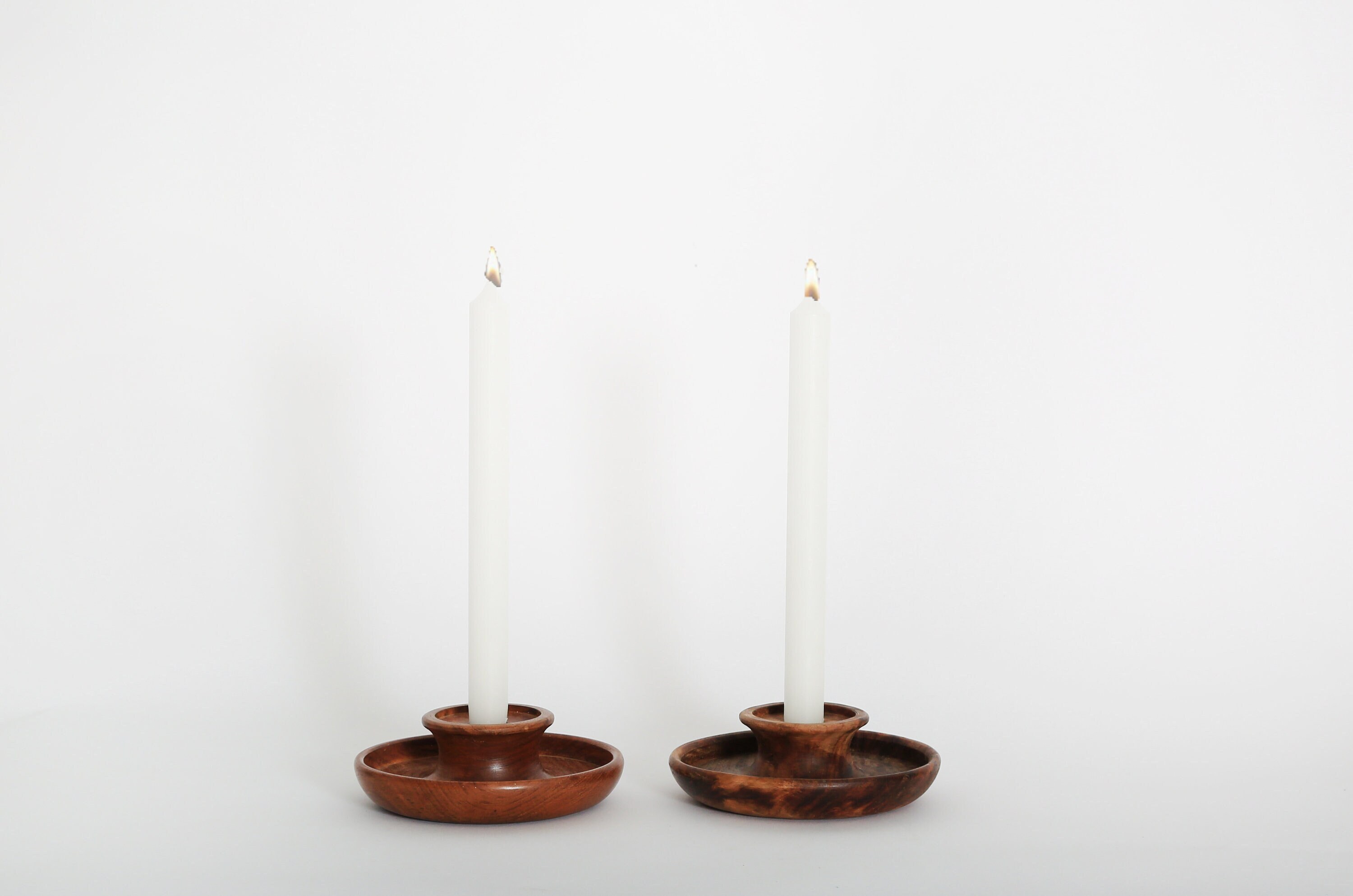 Vintage Walnut Turned Wood Candle Stick Holders Pair - Etsy Australia