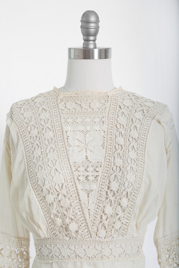 Antique Edwardian 1900s natural cotton lace croch… - image 10