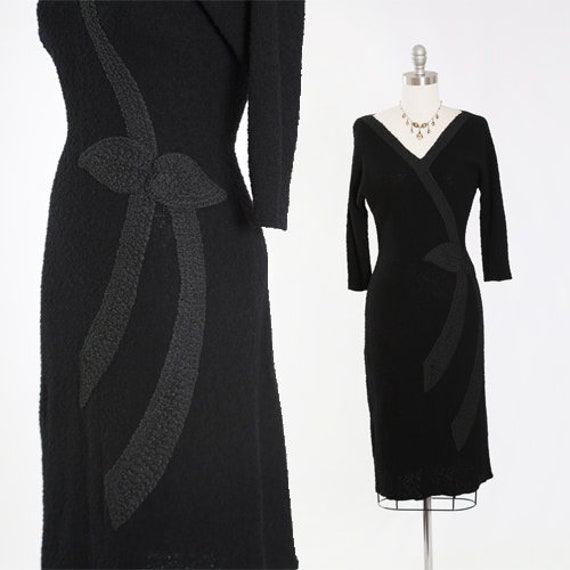 Snyderknit dress | Vintage 40s black knit dress |