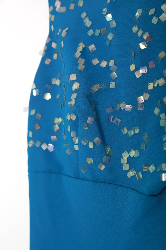 Vintage 60s blue iridescent sequin maxi dress - image 5